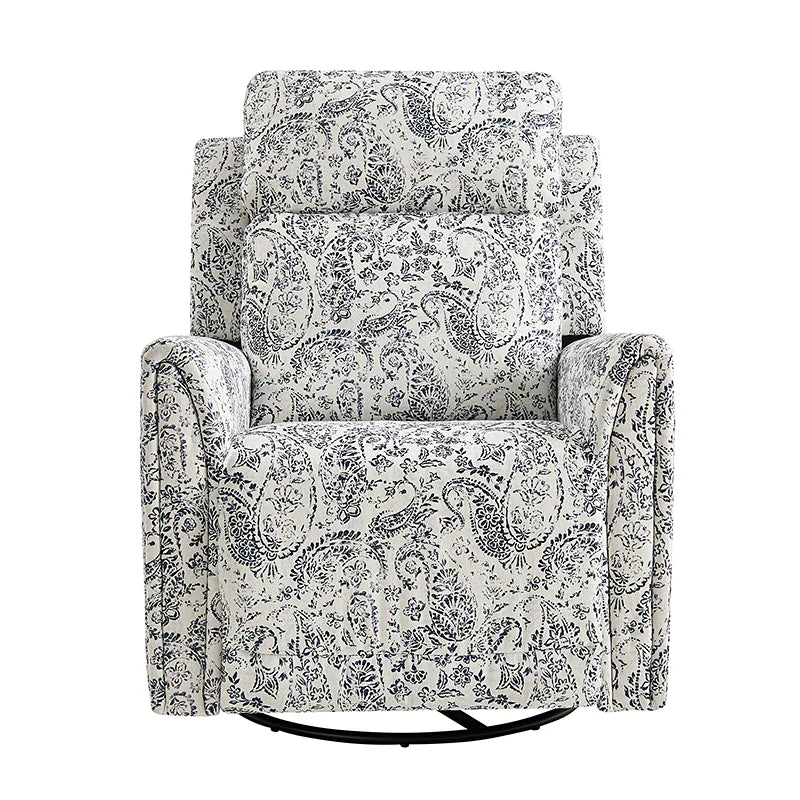 Alois Large Floral Swivel And Rocker Power Recliner With Adjustable Headrest