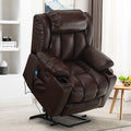 💥Clearance Sale🔥 MCombo Large Lay Flat Dual Motor Power Lift Recliner Chair Sofa with Massage and Heat, USB Ports, Cup Holders, Extended Footrest！