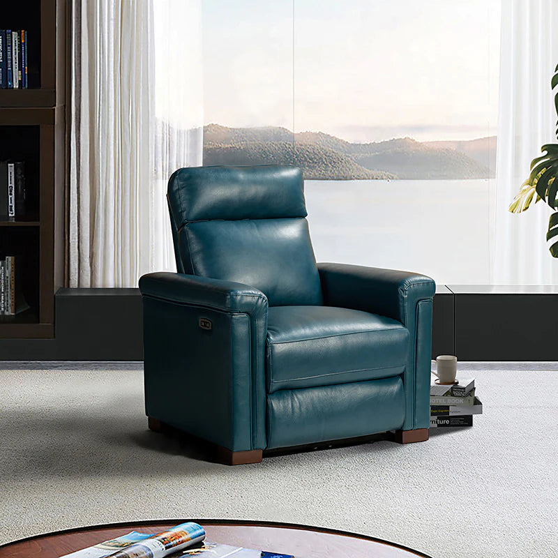 Lea 36.02" Wide Genuine Leather Power Recliner