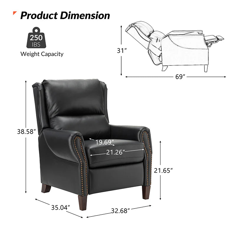 Rosaura 32.68" Wide Genuine Leather Manual Recliner