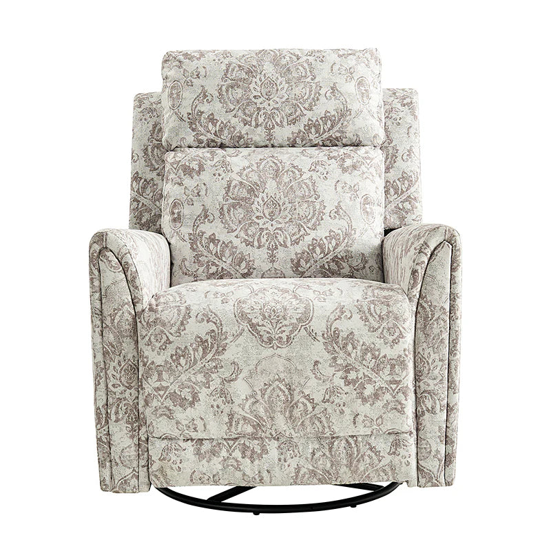 Alois Large Floral Swivel And Rocker Power Recliner With Adjustable Headrest