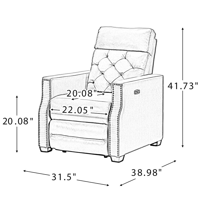 Carlota 31.5" Wide Genuine Leather Power Recliner