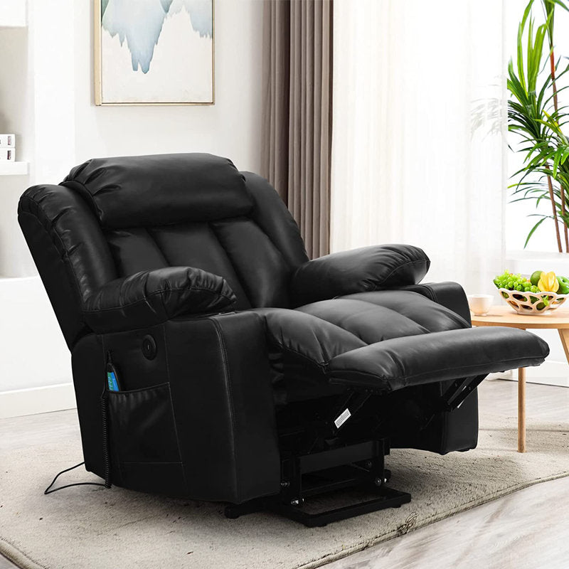 MCombo Large Lay Flat Dual Motor Power Lift Recliner Chair Sofa with Massage and Heat, USB Ports, Cup Holders, Extended Footrest！