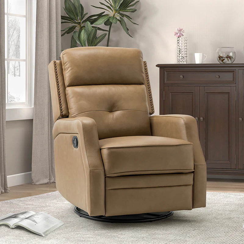 Benito 28.74" Wide Genuine Leather Swivel Rocker Recliner